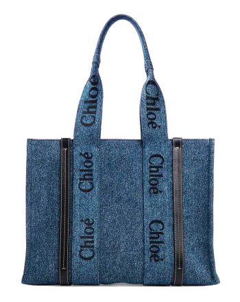 Chloe Medium Woody Tote Bag Blue