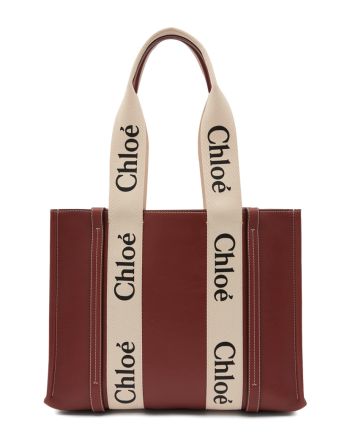 Chloe Woody Medium Leather Tote Coffee